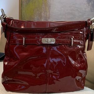 Coach leather patent shoulder bag